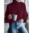 thumbnail image 3 of Xijirk Women's Pullover Sweaters Off Shoulder Long Sleeve Loose Knitted Casual Cozy Women's Pullover Sweaters for Winter Wear,Red,2XL, 3 of 7