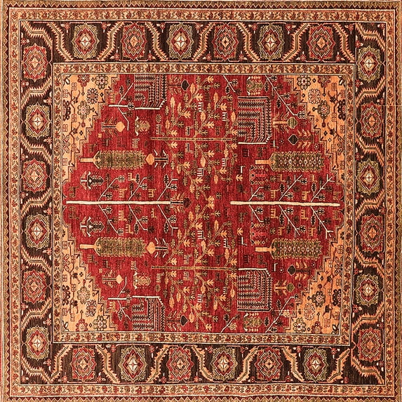 Ahgly Company Indoor Square Oriental Orange Industrial Area Rugs, 3' Square