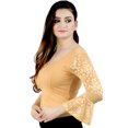 thumbnail image 2 of Chandrakala Women's Readymade Lycra Indian Ethnic Saree Blouse Crop Top Choli-Small, Beige (B177BEI2), 2 of 3