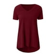 thumbnail image 5 of LYXSSBYX Womens Tops Short Sleeve Women's Long Shirt Short Sleeve T-Shirt Oversize Tops Large Sizes Summer V-Neck Casual Loose Blouse Casual Basic Tee Tunic Tops, 5 of 5
