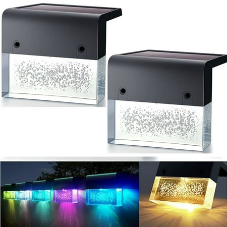 

2Pcs Solar Deck Lights，Automatic Turn ON/OFF Waterproof IP55 Two Modes Decoration Led Solar Step Lights for Outdoor Stair Fence Patio Garden Pathway Step