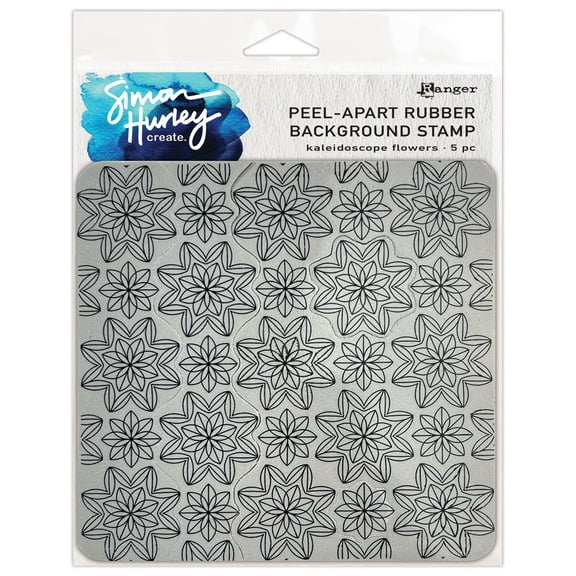 Simon Hurley create. Cling Stamps 6"X6"-Kaleidoscope Flowers