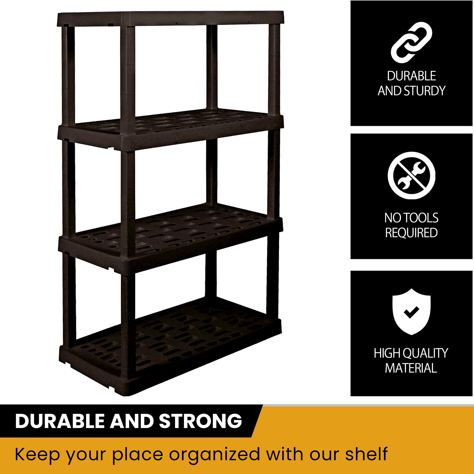 Hyper Tough Garage Shelving Unit Heavy Duty 4-Tier 56"H x 18"D x 36"W 2-Pack Black-600 lb Total Capacity