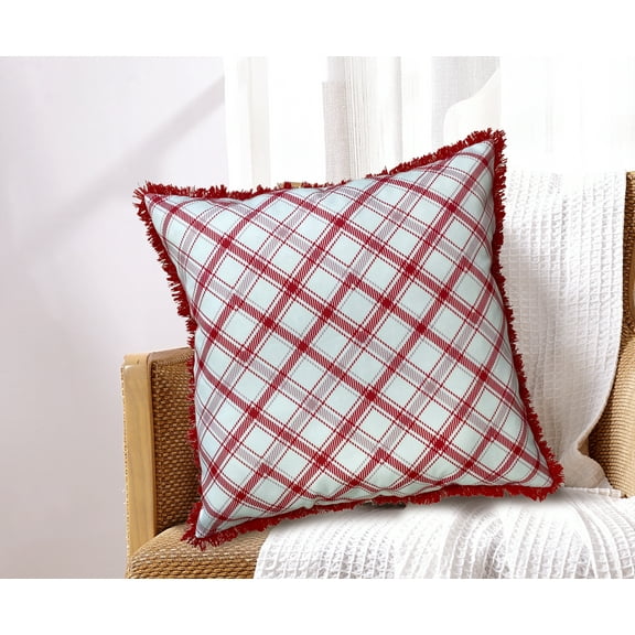 Cottage Red Plaid Decoartive Pillow 18x18