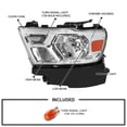 thumbnail image 3 of Spec-D Tuning Left Driver Side Factory Style Chrome Headlight Compatible with 2019-2024 Dodge Ram 1500 Headlamp Assembly, 3 of 5