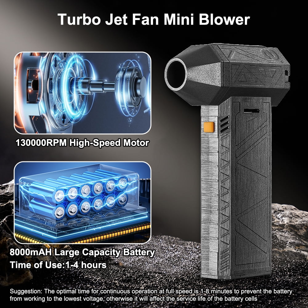 Souffleur D'air Turbo Mini Sans Fil - 130 000 Tr/min, Pour Nettoyer PC, Appareil Photo, Voiture, Clavier