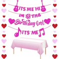 thumbnail image 1 of ZYNERY Pink Tablecloths Banner Circle Dot Garlands Kit for Rainbow Birthday Party,Happy Birthday Banner Plastic Party Decorations, 1 of 7