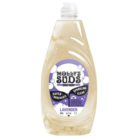 Molly's Suds Liquid Dish Soap | Simple Ingredients | Extra Scrubbing Power | Lavender Scent, 24 oz