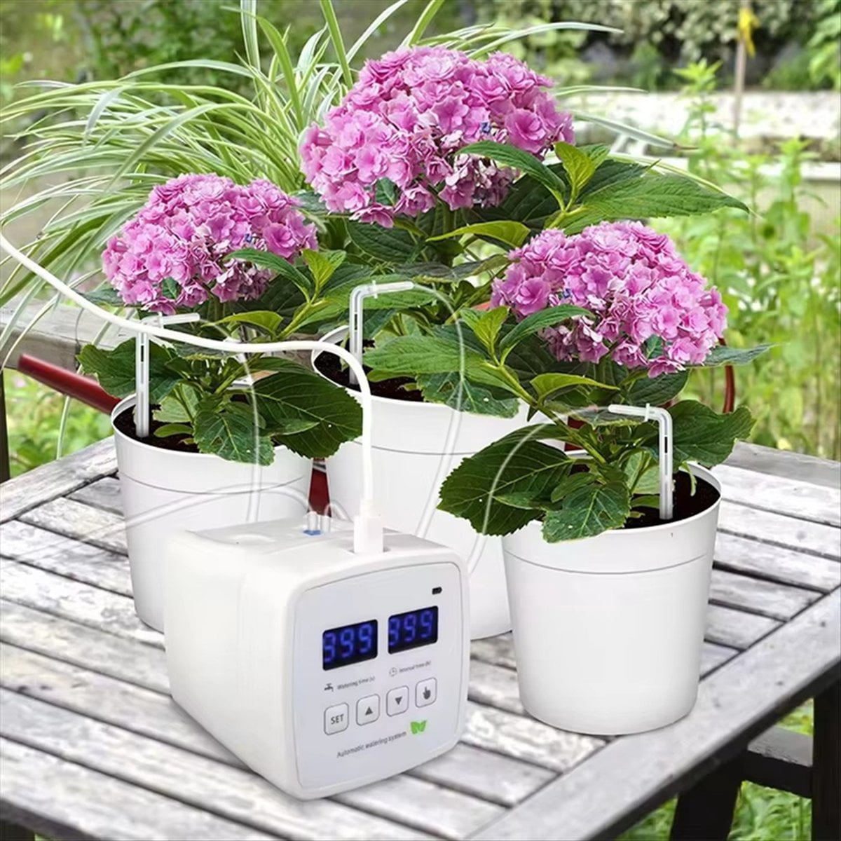 Intelligent Automatic Watering Device Timed Waterer Garden Terrace Drip Irrigation System for 10 Potted Plant Flower,1 x Smart Timer Watering Device,White