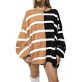 thumbnail image 2 of SUNSIOM Chandails en Molleton Mignons pour Femmes Imprimé Rayé Pulls Amples Décontractés Manches Longues Automne Mode Urbaine, 2 of 5