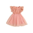 thumbnail image 1 of xiaxaixu Enfants Filles Robes, Manches Courtes Col Rond Dentelle Floral Tulle Princesse une Partie Doublé Robe de Taille Haute, 1 of 8