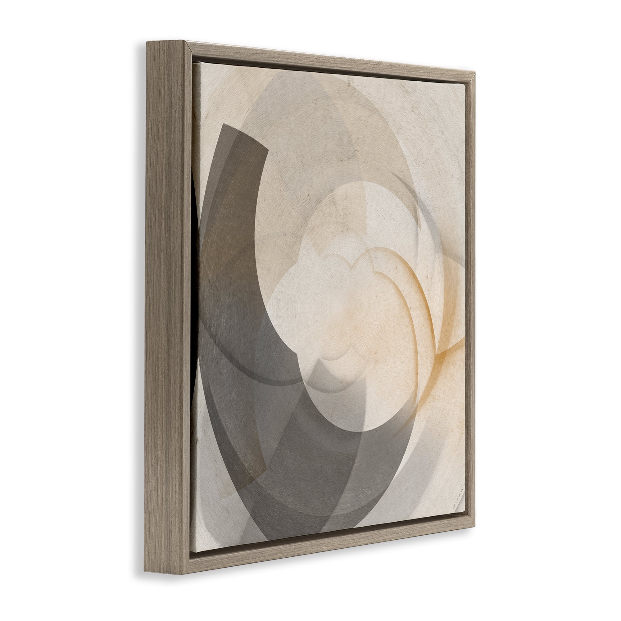 Stupell Industries Shadowed Swoop Abstraction Abstract Painting Brown Floater Framed Canvas Art Print Wall Art, 25 x 25