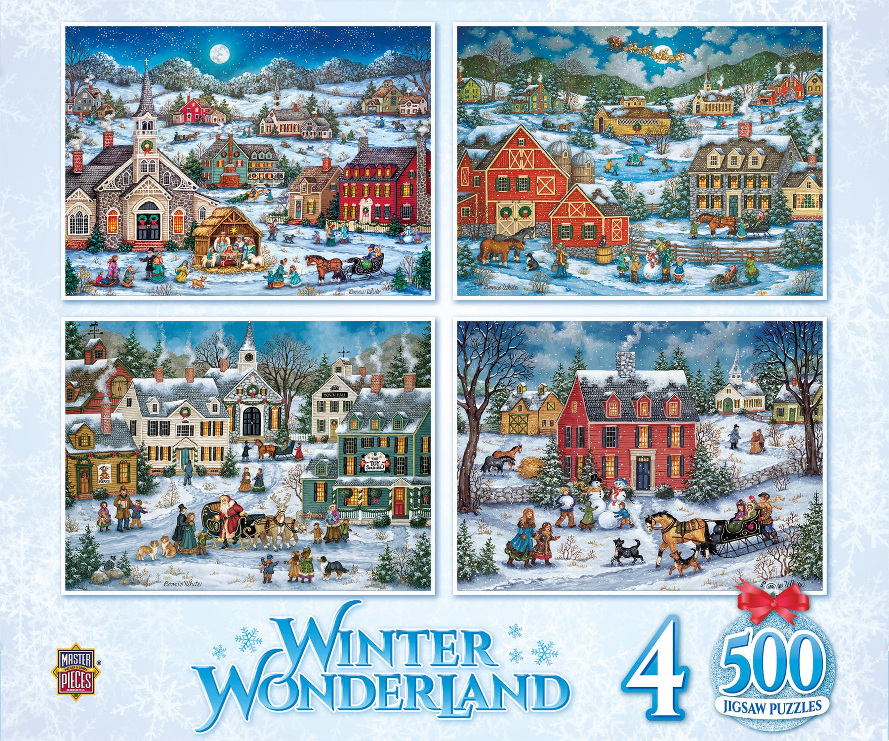 MasterPieces 500 Piece Jigsaw Puzzle - Winter Wonderland 4-Pack by