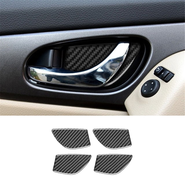 Real Bright Soft Car Interior Carbon Fiber Sticker Decoration4Pcs Carbon Fiber Interior Door Handle Bowl Cover For Nissan Rogue/X-TrailAuto Car Protection Interior Accessories