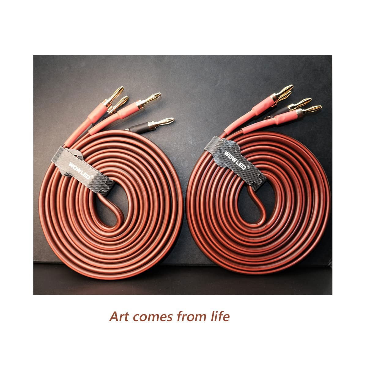 UCINNOVATE 2 Pack High-End OFC HiFi Speaker Cable with Banana Plugs, Gold-Plated Banana Tips Male to Male 600 Strand 14 AWG for Home Theater (2m/6.56FT)