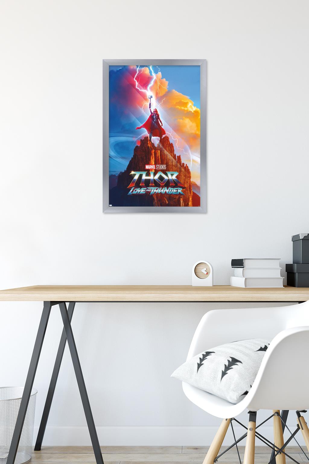 Marvel Thor: Love and Thunder - Mighty Thor One Sheet Wall Poster, 14.725" x 22.375" Framed