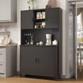 thumbnail image 5 of Aufeile 71" Tall Pantry Storage Cabinet with Sliding Tambour Doors, Charging Station and Adjustable Shelves for Dining Room, Living Room, Black, 5 of 9