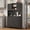 Pantry-black, variant on Laintene 71" Pantry Storage Cabinet with Charging Station, Tall Kitchen Pantry with Adjustable Shelves and Sliding Tambour Doors, Standing Bar Cabinet with Wine Rack for Dining Living Room, Walnut