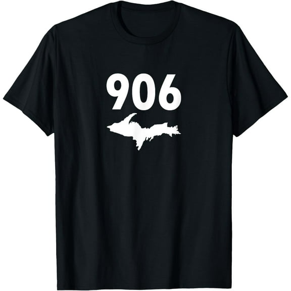 906 Upper Peninsula Shirt Yooper Upper Michigan T-ShirtMen's and women's gift, black and white T-shirt, size: Extra large S-4XL