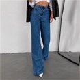 thumbnail image 4 of Vaqueros de pierna ancha for mujer, pantalones vaqueros holgados de cintura alta con botones, pantalones vaqueros informales de otoño Y2K con bolsillos, 4 of 6
