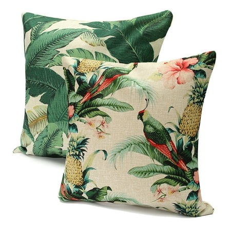 Tropical Throws Tropical Banana Green Leaves Throw Pillow Cushion Cover 18''x18'' PillowCase Standard Decorative Back Waist Pillowslip Pillow Protector Case for Sofa Couch Chair Car Seat ()