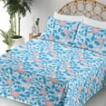 thumbnail image 3 of Ambesonne Leafy Artwork Fitted & Flat Sheet with Sham 3 Pcs Set, Modern Floral Citrus, Twin XL, Azure Blue Salmon White, 3 of 5