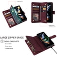 thumbnail image 4 of for Samsung Galaxy Z Fold 5 Multifunctional Case Wallet with Card Slots, Premium Soft PU Leather Zipper Folio Flip with Crossbody Strap Kickstand Zipper Cover for Samsung Galaxy Z Fold 5, Winered, 4 of 6