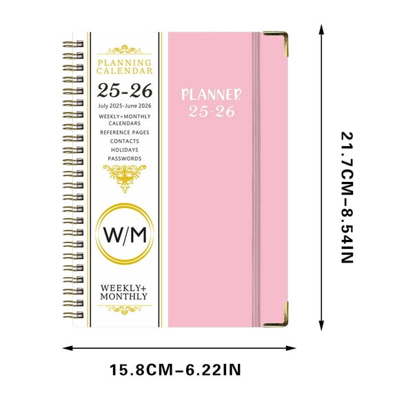 2025-2026 Planner - A5 Weekly & Monthly Planner Spiral Bound, July - June 2025, 6.22" x 8.54" Planner with Flexible Cover, Tabs, Inner Pocket, Pink