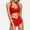 Red, variant on Women's Swimsuits Curvy Womens Bathing Suit Tummy Control Push Up High Waist Solid Color Plus Size Spaghetti Strap Sports Slim Fit Women's Bikini Swimsuits Summer Holiday