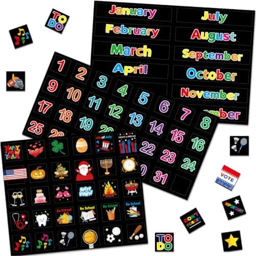 100Pcs Calendar Magnets Magnetic Calendar Numbers Month and Holiday Labels for Classroom Home Office School Supplies$$Office