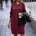 thumbnail image 7 of Lindreshi Fall Dresses for Women 2023 Homecoming Dresses Women's Winter Casual Solid Color Knitted Sweater Long Sleeve Button Dress, 7 of 7