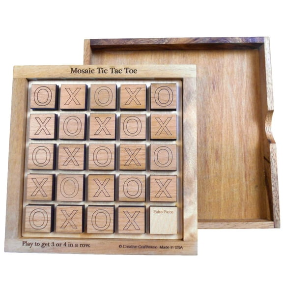 Creative Crafthouse Mosaic Tic Tac Toe, 5x5 Wood Strategy Board Game, USA Made