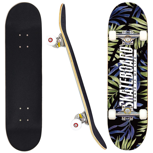 XZL Skateboards for Boys / Girls Beginner (31”×8”) with ShockAbsorbing