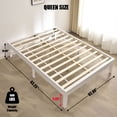 thumbnail image 2 of Home Bedroom Furniture Stella Solid Pine Wood Queen Platform Bed Frame - White, 2 of 7