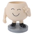 thumbnail image 2 of Flower Pot Cute Smile Standing Succulent Flowerpot Fadeless Resin Plant Pot for Garden Courtyard Cafe Bar Type 1, 2 of 5