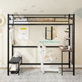 thumbnail image 2 of Twin Size Loft Bed with Desk & Shoe Bench,Metal Loft Bed Frame with Power Outlet,Heavy-Duty Loft Beds,No Box Spring Needed,Brown, 2 of 8
