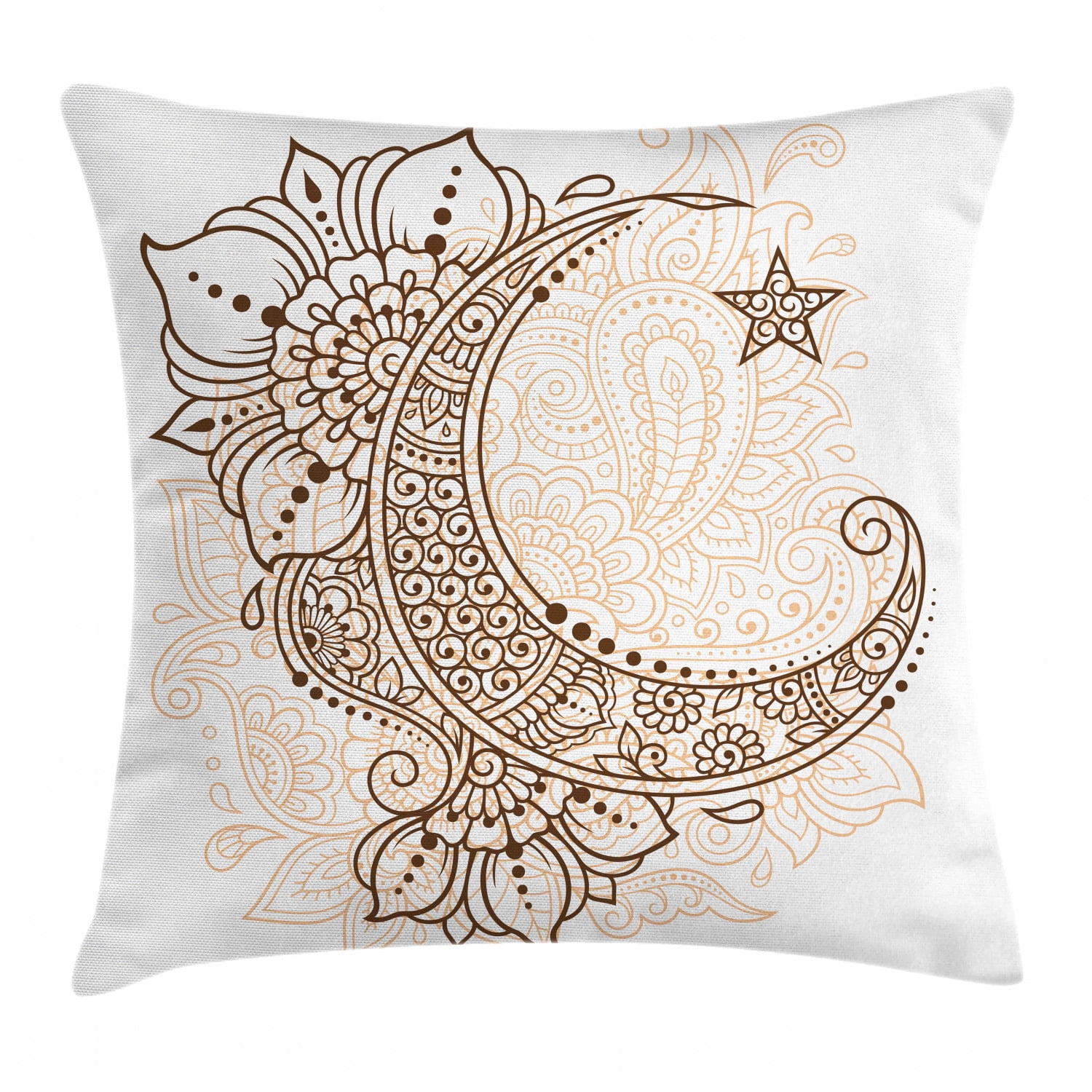 Half Moon Throw Pillow Cushion Cover, Mystic Intricate Oriental Paisley