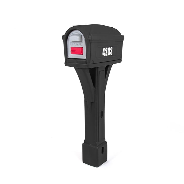 Mailbox Simplay3 Classic de plástico con soporte para poste negro