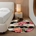 thumbnail image 3 of Round Rugs 3 Ft, Flower Stripes Non Slip Area Rugs for Kitchen Bedroom Entryway, Black White Geometric Pink Rose Floral Washable Carpet Runner Rug Floor Mats for Bedroom Home Decor, 3 of 9