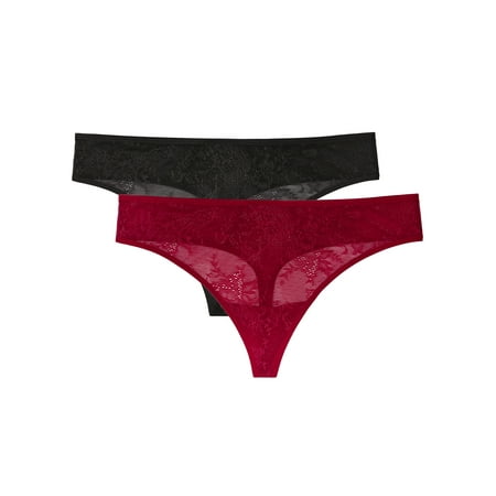 

Smart & Sexy Women s Lace Trim Thong Panty 2-pack Style-SA1376
