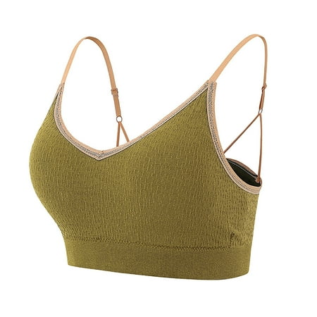 

Bras for Women Comfort Seamless Bra Women s Ruched Sports Bras Padded Workout Tops Medium Support Crop Tops Yellow One Size