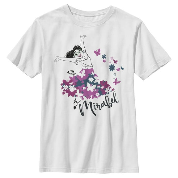 Boy's Encanto Mirabel Butterflies  Graphic Tee White Large