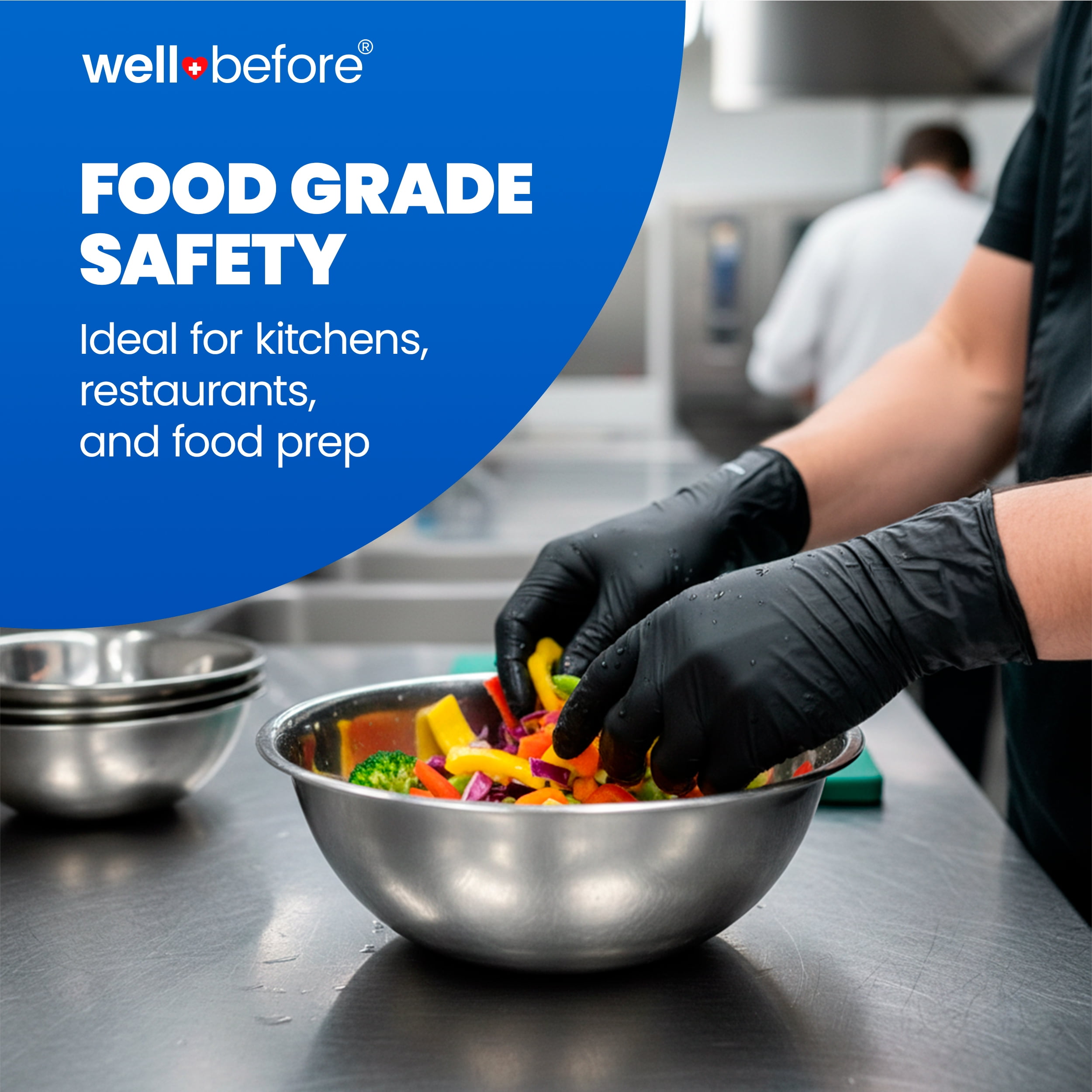Wellbefore Disposable Synmax 4g Food Grade Vinyl Gloves, Black, Medium, 200pcs