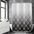 thumbnail image 3 of Grey and White Shower Curtain, Grey Morocco Geometric Pattern Modern Luxury Bathroom Curtains for Bathtub Decor Waterproof Fabric Machine Washable with 12 Hooks, 3 of 6