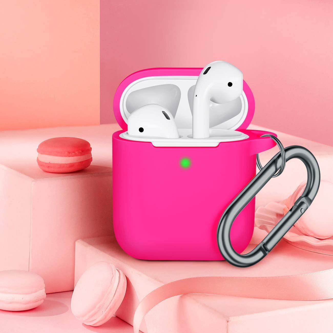 Étui Airpods avec Porte-Clés Pack, Étui de Protection en Silicone Souple  Rechargeable avec Mousqueton pour Filles Garçons Adolescents Femmes et