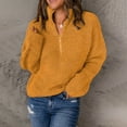 thumbnail image 2 of Lovskoo 2024 Sweaters for Women Long Sleeve Casual Trendy Solid Color V-Neck Ruched Pullover Blouse Tops Yellow, 2 of 6
