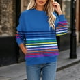 thumbnail image 2 of Vynhevius Women's Crew Neck Sweatshirt Striped Loose Fit Casual Long Sleeve Pullover Tops, 2 of 6