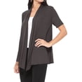 thumbnail image 3 of Women's Short Sleeve Open Front Cardigan Solid Draped Casual Design, 3 of 6