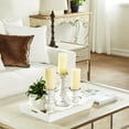 thumbnail image 3 of DecMode Traditional and Timeless Mango Wood Pillar Candle Holder Set of 3, 6", 8", 1"H, White/Rose Blush Finish, 3 of 13