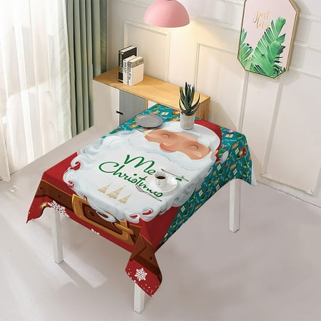 

TKing Fashion Christmas Tablecloth Print Rectangle Table Cover Set Holiday Party Home Decor - Multi-color